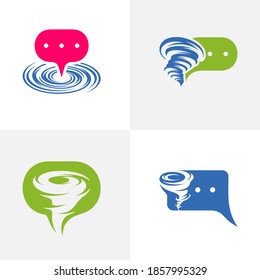 Set of Chat Tornado logo vector template, Creative Twister logo design concepts, icon symbol, Illustration