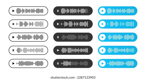 Set of chat voice message. Digital sound wave for message chat