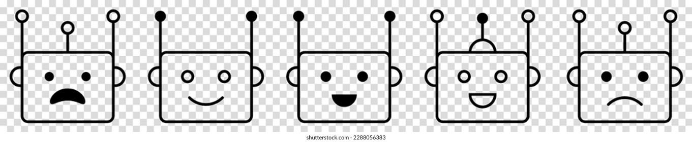 Set of chatbot icons. Support bot. Vector illustration isolated on transparent background