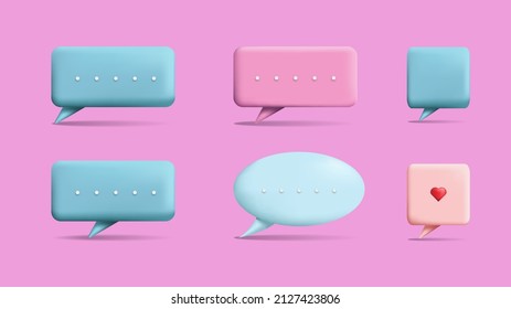Establecer la caja de charla para hablar de burbuja diseño de estilo 3d. ilustración vectorial. 