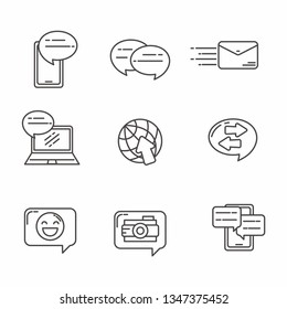 Set of chatting and communication icon line drawing. Communication vector illustration 
