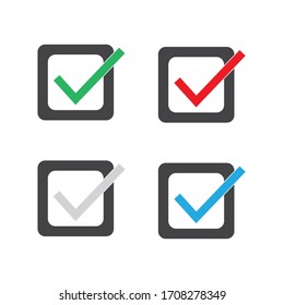 Set of check boxes in black squares check right symbol vector illustration