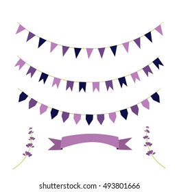 A set of check boxes, color lavender, ribbon color lavender on a white substrate.  Vector illustration