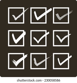 A set of check boxes. Vector illustration of check box. Symbol of check box.Icon of check box. Mark of check box. Checklist and check box.