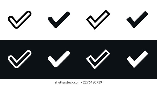 Set mit Prüfbestätigungsbestätigung gültige Symbolsammlung für positive Freigabebeits- und Markierungsvereinbarungs-Symbol-Illustration für App und Web-Anwendung