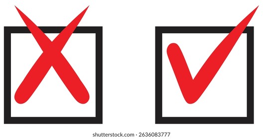 Set of Check and Cross Mark Icons.