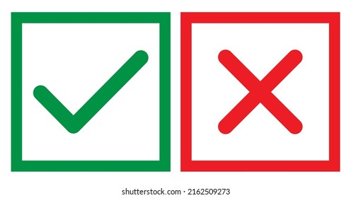 Juego de Marcas y Marcas, sí y no ilustración vectorial de símbolo, mala buena elección.