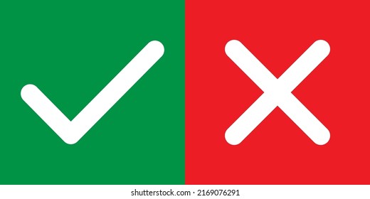 Set of Check and cross mark, yes and no symbol vector illustration, bad good choice .