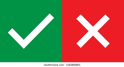 Set of Check and cross mark, yes and no symbol vector illustration, bad good choice .