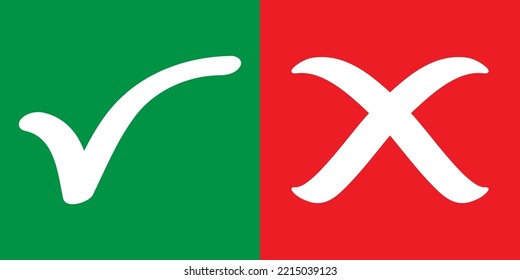 Set of Check and cross mark, yes and no symbol vector illustration, bad good choice .