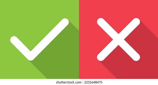 Set of Check and cross mark, yes and no symbol vector illustration, bad good choice .