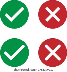 Set of check and cross vector buttons for web.