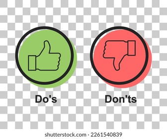 Set of check do dos mark, correct wrong sign, vector illustration choice icon .