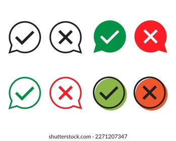Set of check do dos mark, correct wrong sign, vector illustration choice icon .