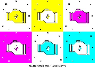 Set Check engine icon isolated on color background.  Vector