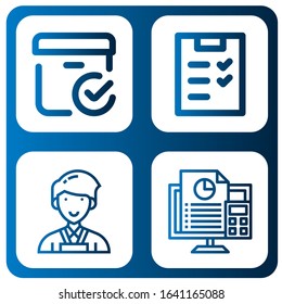 Set of check icons. Such as Checked box, Checklist, Planner, Accounting , check icons