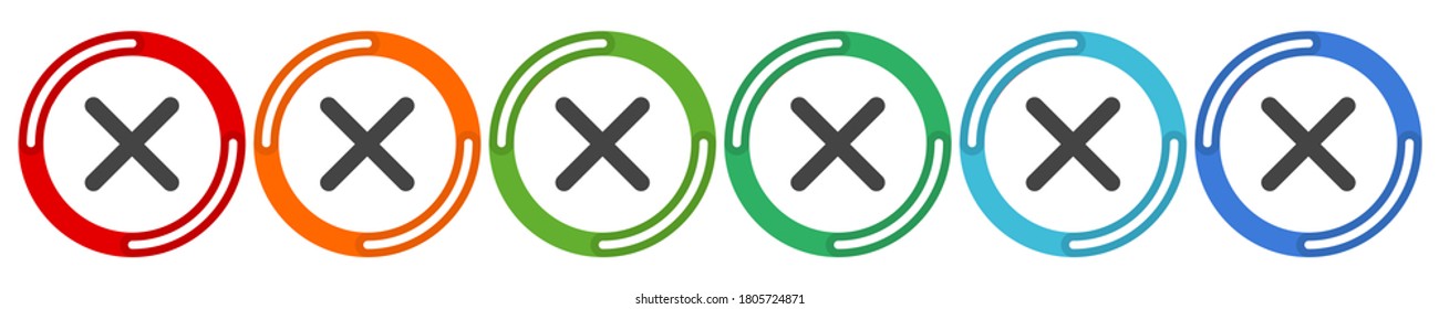 Establecer marca de verificación. icono de la opción 6 colores. Ilustración de vectores IU de diseño plano y UX