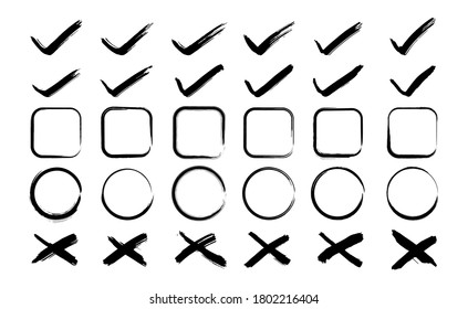 Set of Check Mark Approve and Reject on Black Clolour