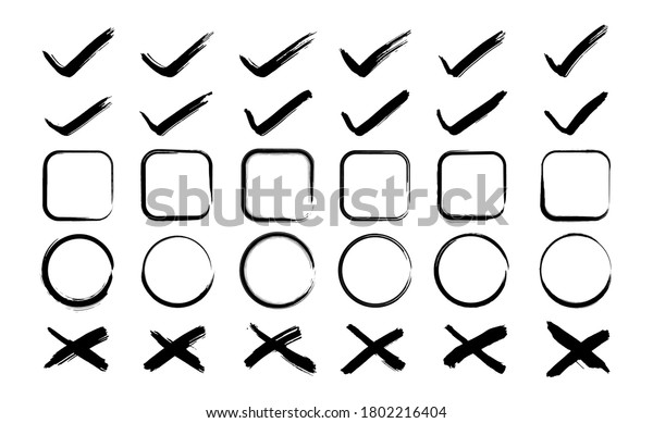 Set Check Mark Approve Reject On Stock Vector (Royalty Free) 1802216404 ...