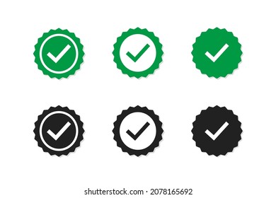 Set of check mark badge icons. Approved with checkmark. certified medal icons in a flat design . Vector illustration . 10 eps