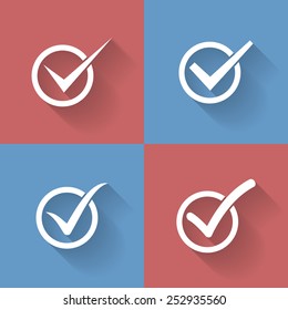 Set of check mark, check box icons