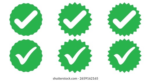 Establecer marca de verificación y cruz en el Vector de la culata. Acceso, iconos de respuesta correcta. Icono de marca de verificación. Marque la casilla de verificación con el icono correcto, acepte los iconos de marca de verificación. Icono de verificación de marca de verificación azul