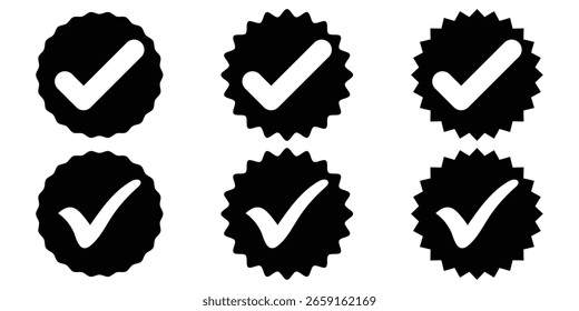 Set check mark and cross in circle stock vector. Access, right answer icons. Checkmark icon. Check box icon with correct, accept checkmark icons tick box checked. Blue checkmark tick verification icon