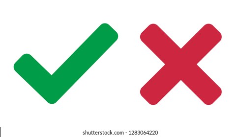 Set check mark and cross flat symbol - stock vector