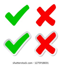 Set check mark and cross - stock vector