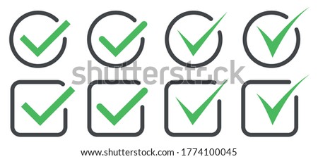 Set check mark and cross symbol vector.Green check mark icon in a circle. 