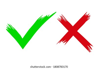 Set check mark and cross. Vector illustration