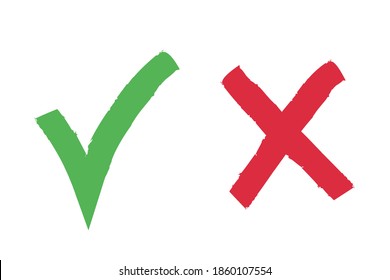 Set check mark and cross. Vector illustartion