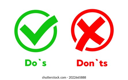 Establecer marca de verificación y cruz. Ilustración vectorial