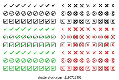 Set check mark and cross. Vector illustartion