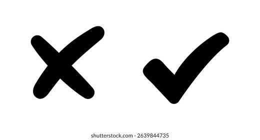 Set check mark and cross. Vector illustartion
