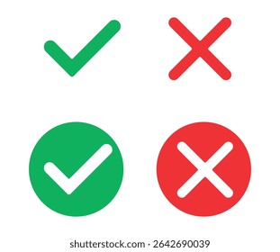 Set check mark and cross. Vector illustartion

