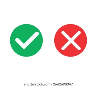 Set check mark and cross. Vector illustartion
