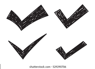 Set of check mark doodle