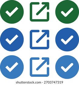 Set of Check Mark and External Link Arrow UI Icons.