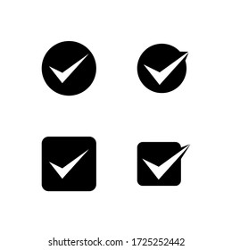 Set of check mark glyph icon design vector. Approve glyph icon design. Cross glyph icon. Editable black stroke.