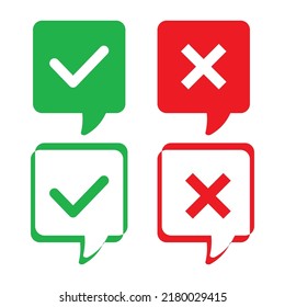 conjunto de marca de verificación, marcas de verificación verdes y cruces rojas.