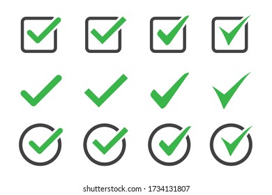 Set of check mark icon on a white background