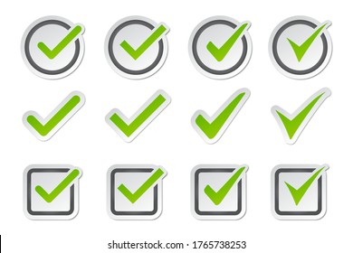 Set of check mark icon on a white background