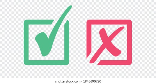 Set of check mark icon on a transparent background