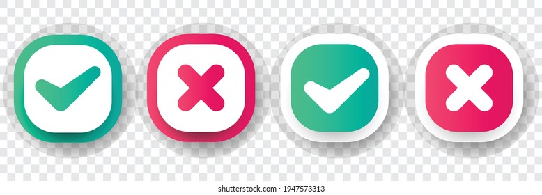 Juego de iconos de marca de verificación en un fondo transparente