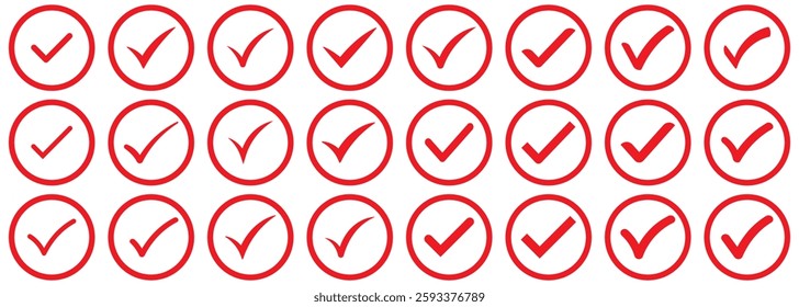Set of check mark icon. Red tick mark icon vector set. checkbox symbol. check box icon with correct, accept checkmark icons green tick box, check list icon. 