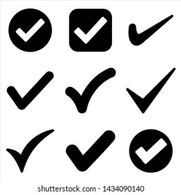 Set of check mark icon. symbol of check list, approval, or confirm with trendy flat style icon for web site design, logo, app, UI isolated on white background. Vector Illustration