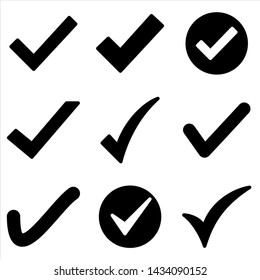 Set of check mark icon. symbol of check list, approval, or confirm with trendy flat style icon for web site design, logo, app, UI isolated on white background. Vector Illustration