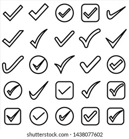 Set of check mark icon. symbol of check list, approval, or confirm with trendy flat  outline style icon for web site design, logo, app, UI isolated on white background. Vector Illustration