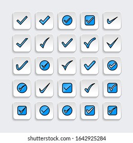 Set of check mark icon. symbol of check list, approval, or confirm with trendy filled line style icon for web site design, logo, app, UI isolated on white background. vector illustration eps 10